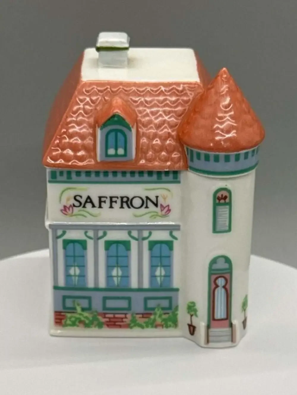 Lenox Spice Village 1989 Saffron Spice Jar w/ Lid Original Porcelain House Vtg